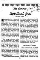 Spiritual Era : the coming