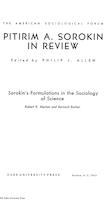 Sorokin's Formulations in the Sociology of Science